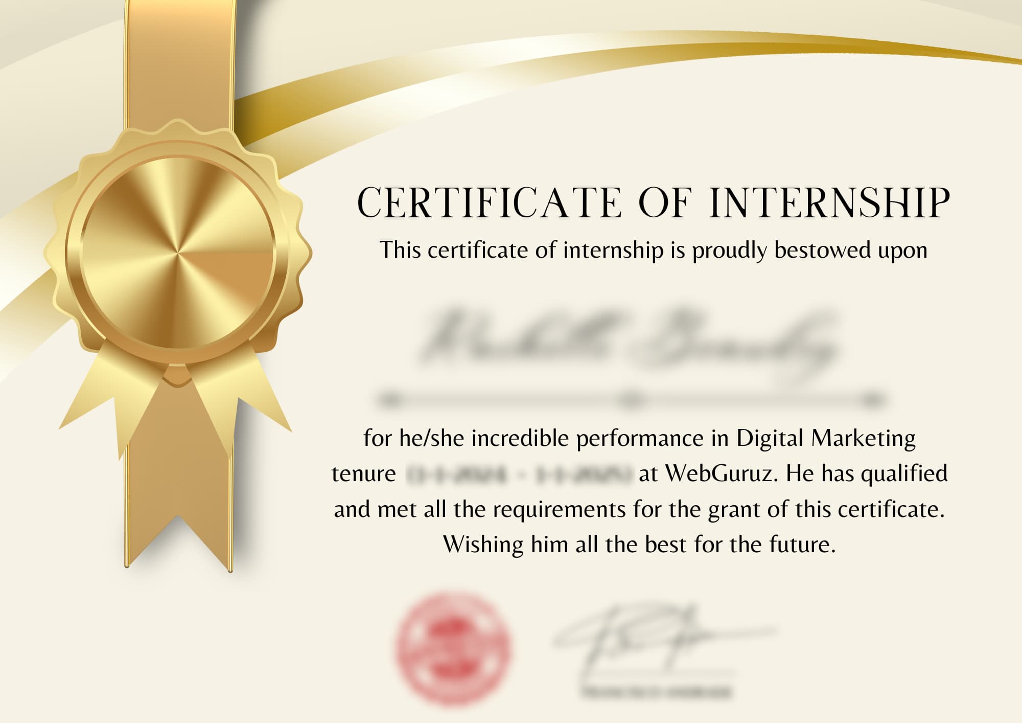 Digital Marketing Internship Certificate